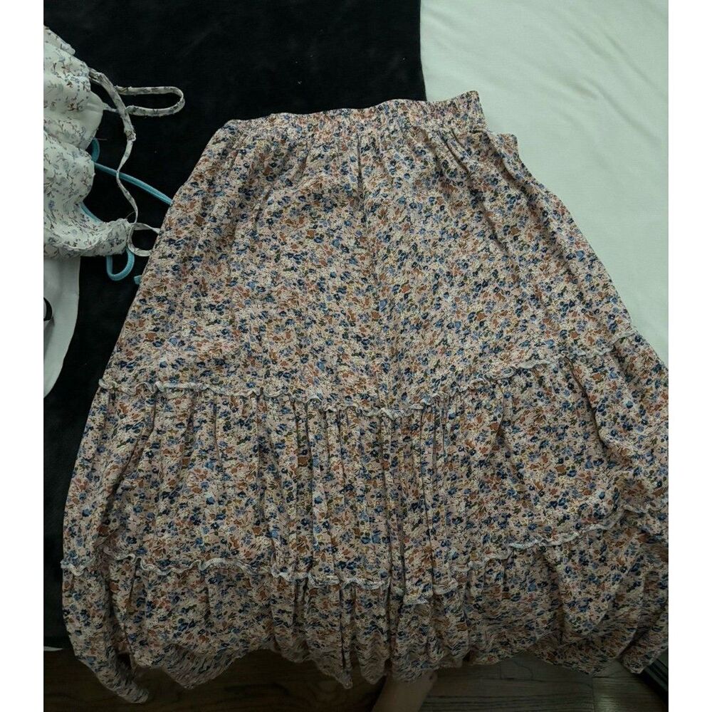 Pink Floral Maxi Skirt - Size Small